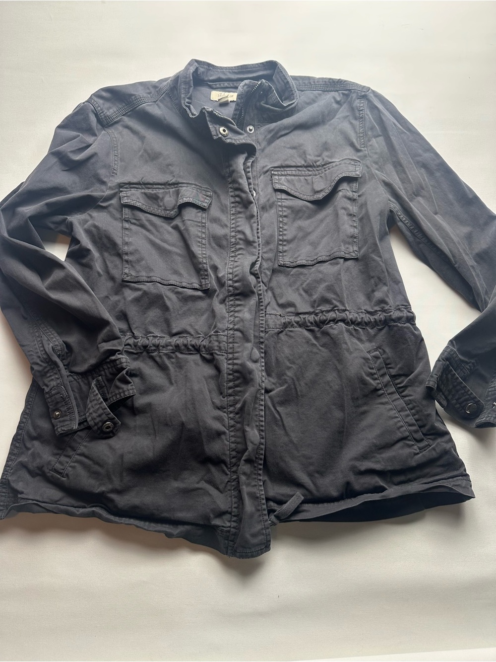 Style & Co. Charcoal Utility Jacket with Drawstring Waist. Size L